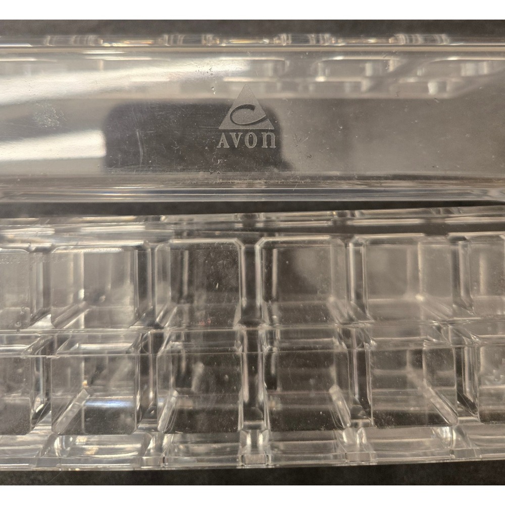 Vintage Avon Acrylic Lipstick‎ Organizer 28 Slot Clear Makeup Holder Tray